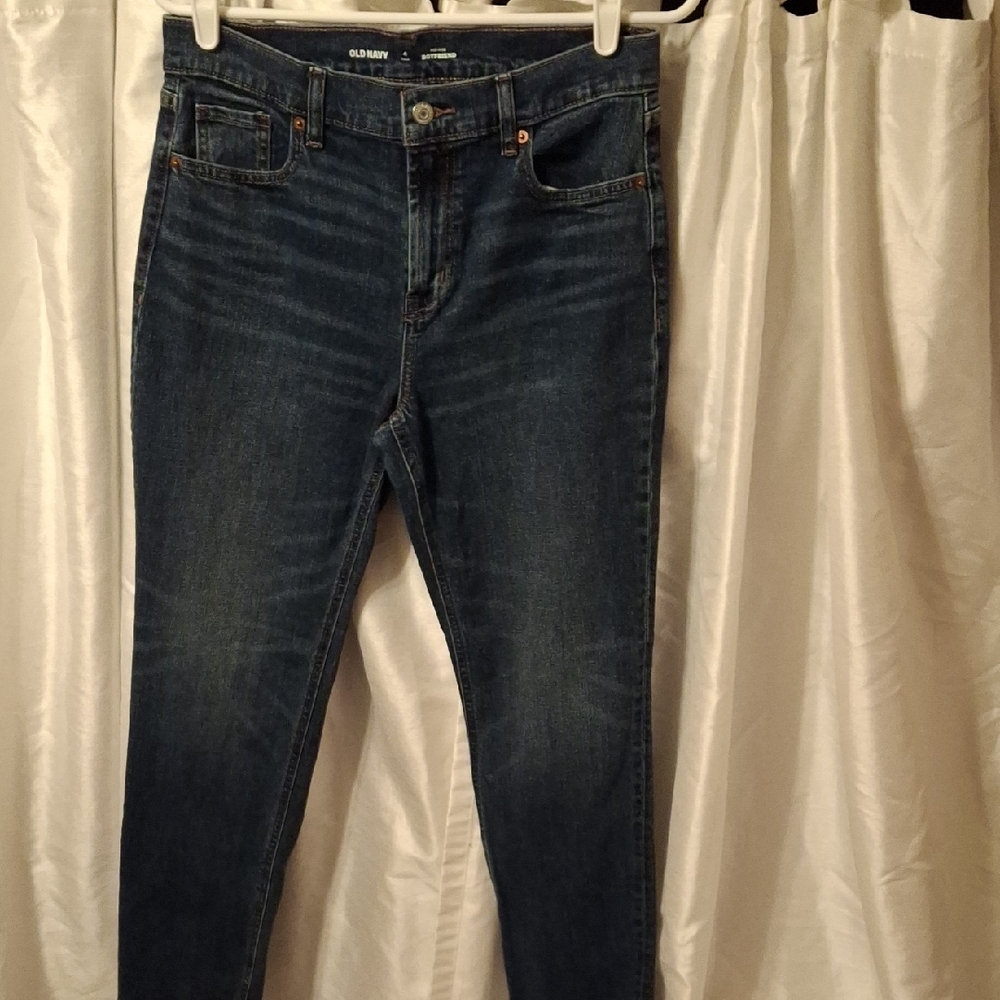 Old Navy Dark Blue Mid Rise Boyfriend Jeans 4 Tall
